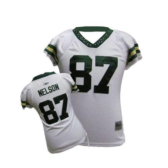 Packers #87 Jordy Nelson White Women's Field Flirt Stitched NFL Jersey